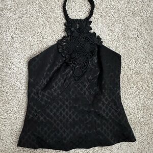 Karen Millen Black Halter Floral Applique Camisole
